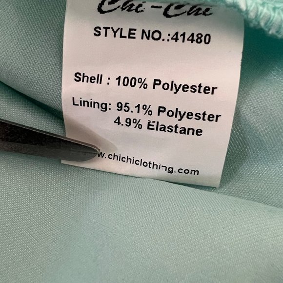 Chi Chi London Aqua Blue Green Sleeveless Party Dress Floral Applique size 4 - Picture 10 of 12